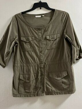 New York & Company Olive Utility Jacket with Patch Pockets